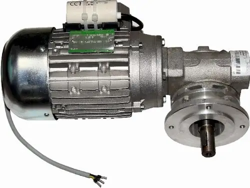 Wolf Motor für Rotationsaustragung, bestehend aus einem Gehäuse mit Anschlussdrähten und einer Welle, die für industrielle Anwendung konzipiert ist.